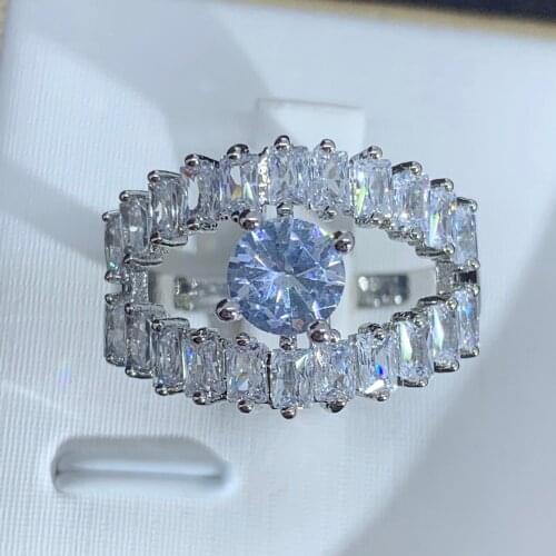 LUALA Lucky Eye Evil Eye T Shape Cubic Zircon Rings Creative Silver Color Adjustable Women Ring Vintage High Quality Jewelry