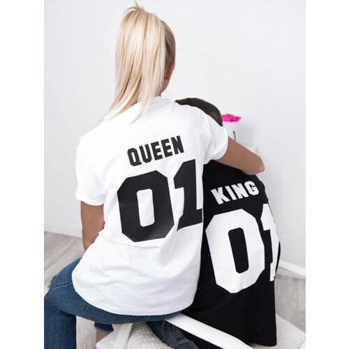 King Queen 01 Couples T Shirt for Men Women Summer Short Sleeve T-shirt Tops Lovers Tee Shirt King Queen Couple TShirt