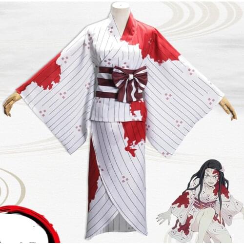 Demon Slayer Cosplay Nezuko Kamado Kimono Costumes Kimetsu no Yaiba Costumes Japanese Anime Comic Con Scary Dress Wig Props