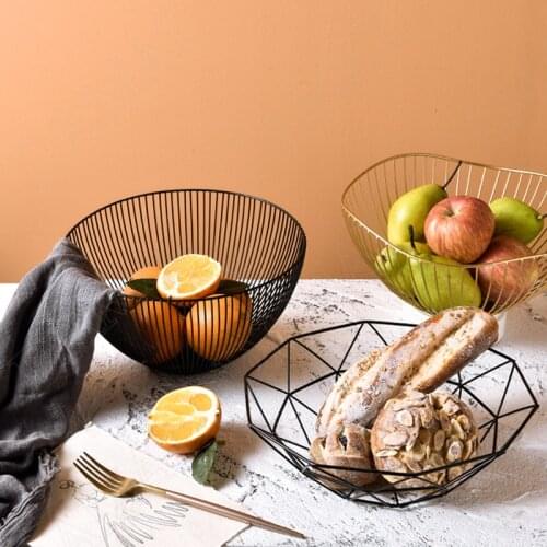 Creativity Geometry Iron Art Fruit Tray Specialty Plates Bread Basket Household Kitchen Dining Bar Storage Organizer Ornaments