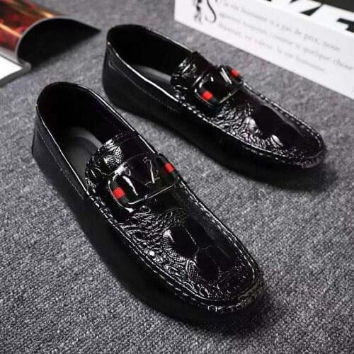 Sneakers Mens Driving Shoes Mulle Shoes Pure-color non-slip new mens peas shoes english patent leather shoes