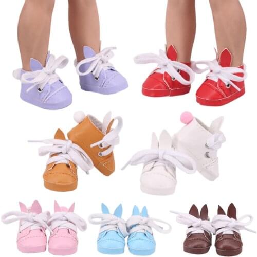 5Cm Doll PU Leather Rabbit Shoes For 14.5 Inch Nancy American Doll &1/6 BJD &BJD EXO Doll&32-34Cm Paola Reina Doll Russia Girl