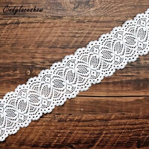 5 Meters 6 cm wide Elastic Lace Trims White Floral Lace Ribbon Band For Sewing Crafts Bra Underwear Decoration Lace Handmade DIY
