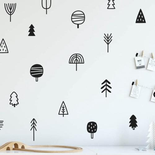 Cute Woodland Pine Tree Wall Decals Nursery Art Home Decor Forest Vinyl Wall Stickers Kids Bedroom Natural Decoration NR15