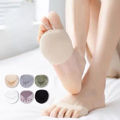 Women Socks Any Cut Ice Silk Half Palm Summer Invisible Forefoot Pads Liner Ladies Boat Socks Thin Cushion Five-finger Socks