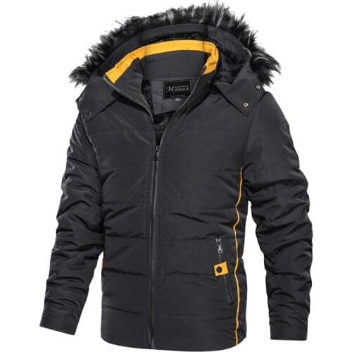 New winter men casual hooded parka men fashion patchwork slim fit coat thick warm hommes zipper jacket Hooded Wool collar coat