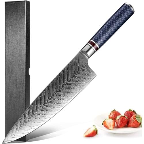 XITUO Chef Knife Damascus Steel 8-inch VG 10 Sharp Gyutou Utility Slicer Cleaver Knife Resin Honeycomb Handle Kitchen Knives New