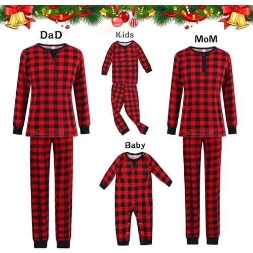 2021 Christmas Family Matching Pajamas Clothes printed Plaid Family Matching Outfits Comfortable Clothes New Year Family Look