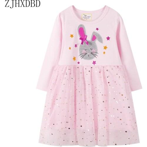 Girls Dresses Mesh Cat Cartoon Star Ball Gown Tiered Dresses Pattern 2020 European and American Pricess Dress for Girls Children