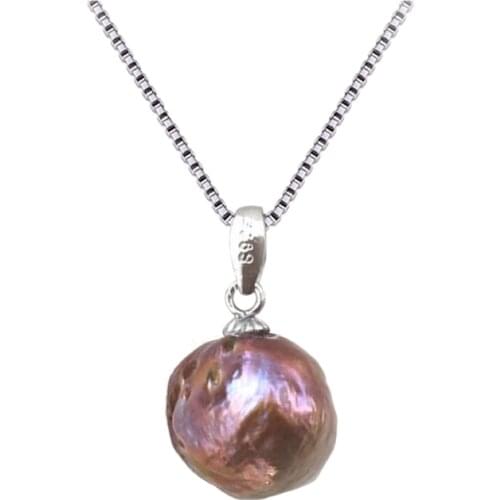 Genuine S925 Sterling silver plus 10-13mm 100% natural Baroque Irregular pearl Pendant Fashion Pendant for women free shipping