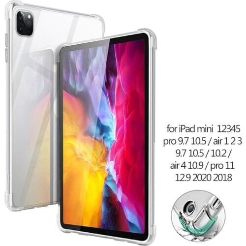Clear Shockproof Case For Ipad Pro 9.7 10.5 11 Air 4 3 2 1 Protective Silicone Cover For Ipad Pro 12.9 2020 10.2 8th Mini 4 5