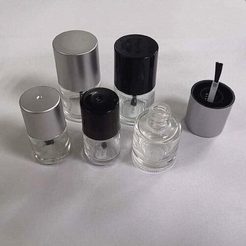 24 x 5ML 10ml Empty Clear Glass Nail Polish Bottle With Black Silver Lids Transparent Glass Cosmetic Container Packaging