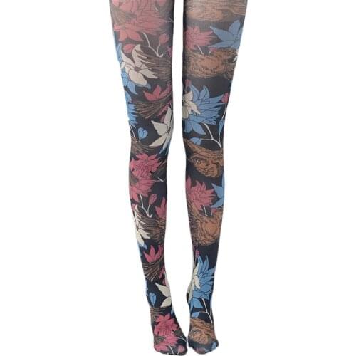 RUIN Womens Tights Womens Pantyhose Black Flowers Printed Girls tights