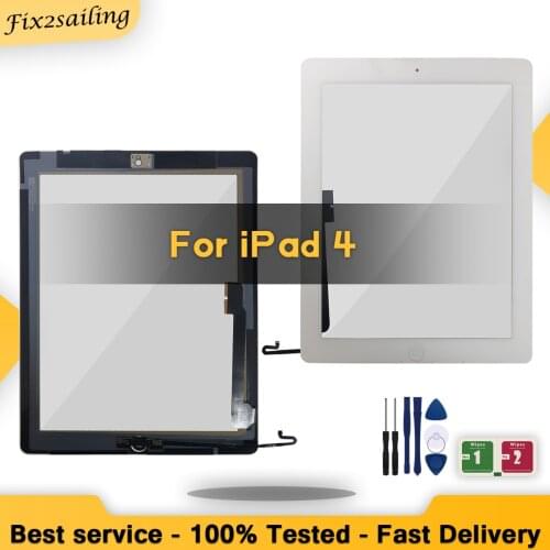 Touch Screen For iPad 4 A1458 A1459 A1460 Touch Screen With/Without Button For iPad4 Touch Panel Replacement + Tools + Adhesive