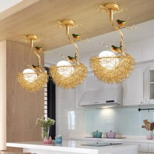 Nordic modern design Birds nest glass chandelier for kitchen dining room led lighting fixtures kids bedroom suspended luminaire