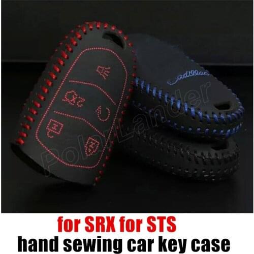 Only Red original handmade Hand Sewing Car Key Case Genuine Leather Car Key Cover fit for NEW CADALLIAC L ATSL SRX STS