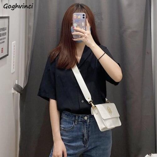 Women Shirts Notched Elegant Summer Fashion Simple Solid Short Sleeve Breathable Thin All-match Female Tops Clothing Casual Cozy
