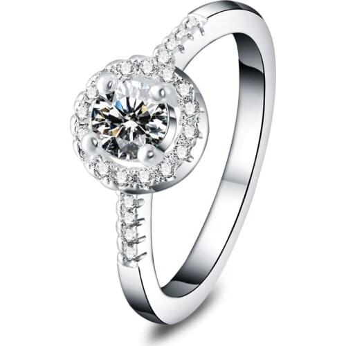 Fashion AAA Austria Crystal Wedding Ring for Women Silver Color Engagement Rings for Bridal CZ Stone Zircon Ring Dropshipping