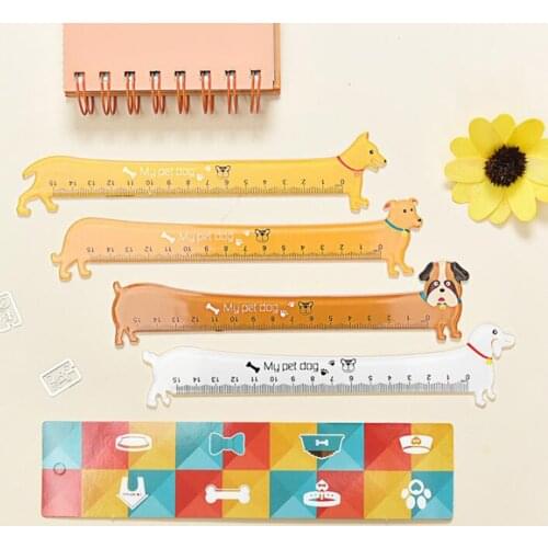 1pc Kawaii Long Dog design 15cm plastic straight ruler cute students' DIY tools prize Good quality Global Wholesale