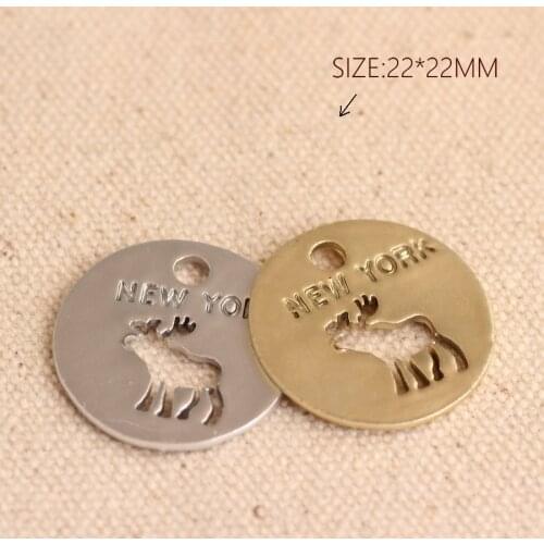 10pcs DIY Enamel Round Elk Tag Charms, Alloy Metal Circle Pendant Jewelry Making Accessories Fashion Dangle For