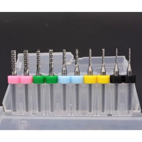 10Pcs/set 1-3mm Carbide Drill Bits High Quality PCB CNC Print Circuit Board Carbide Micro Drill Bits Tool Milling Cutters Kit