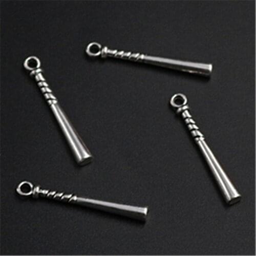 WKOUD 20pcs Silver Color baseball bat charm alloy pendant bracelet necklace DIY metal sports jewelry makings A1233