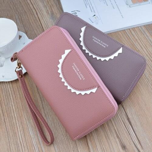 2020 new double zipper purse womens long double layer large capacity litchi grain wallet hand bag