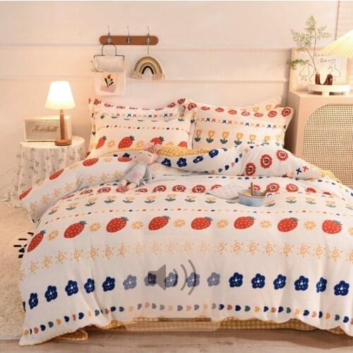4pcs Lovely Quilt Cover Bed Sheet Winter Warm Spring Bed Quilt Cover Plush Bedclothes Bedding With Pillow Case Set Y125