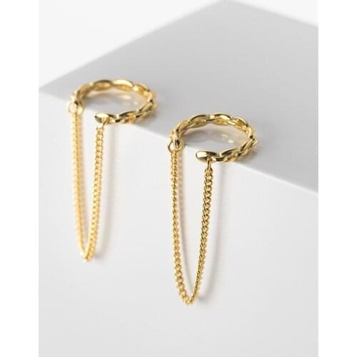 925 Sterling Silver Tassel Chain Ear Clip Earring No Piercing Earrings for Non Pierced Ears Charm Fine Jewelry