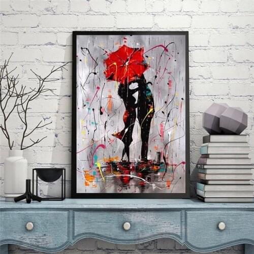 Abstract Red Lovers Umbrella Canvas Painting Wall Art Posters And Print Wall Art Picture For Living Room Home Decor No Frame