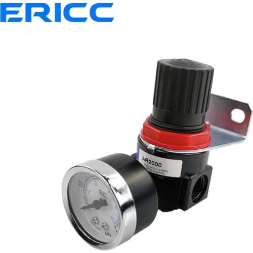 AR2000 G1/4''Pneumatic Mini Air Pressure Relief Control Compressor Regulator Treatment Units Valve Gauge Fitting