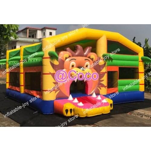Free ship to sea port! 6x4m 20x13ft inflatable jumping house,CE approval animal forest inflatable bounce castle with air blower