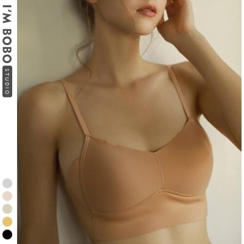 Wireless nude feel comfortable bra thin Cup glossy surface without a scratch underwear womens vest sports bra spaghetti strap