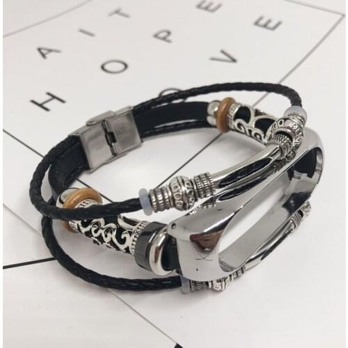 Bracelet for Xiaomi Mi Band 4 Leather Wrist Strap for Mi Band 4 Strap Bracelet Accessories Mi Band 4 Pulseira