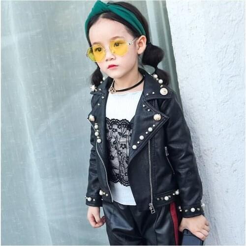 Kids Clothes PU Leather Girls Jackets Children Outwear For Baby Girls Boys Zipper Clothing Coats Costume 1-14 Years