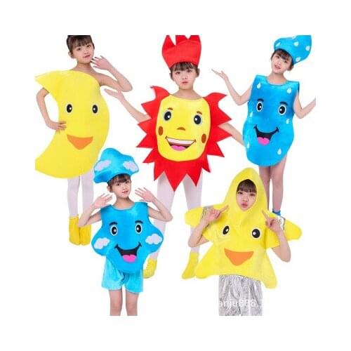 Kids adult Fruit costume childrens environmental protection fashion show costumes sun moon star rain drops clouds dress up