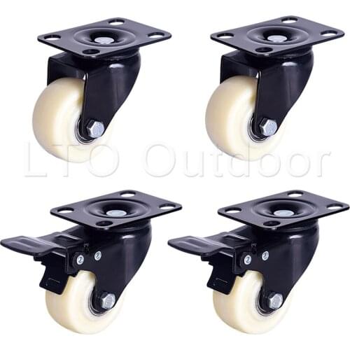1PCS White PVC Double Bearing Furniture Caster No Noise, Suitable For Wheelbarrow Sofa Home Caster