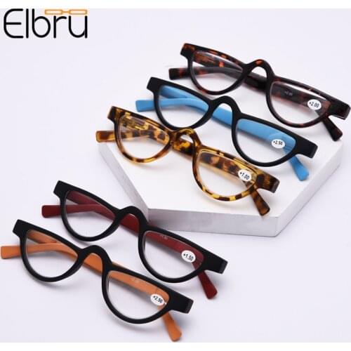 Elbru Small Cat Eye Reading Glasses Vintage Women High Quality Presbyopic Glasses Colorful Eyewear For Female Diopters +1.0 +4.0