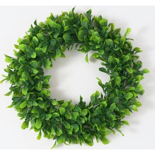16.5 Inches Green Leaf Eucalyptus Garland Wreath Artificial Round Fall Wreaths