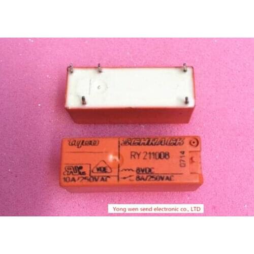 HOT NEW relay RY211008 RY211008-8VDC 211008 8A/250VAC 8VDC DC8V 8V DIP5 10pcs/lot