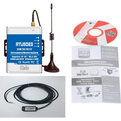 GSM Temperature Humidity Environment Alarm SMS Alert Remote Monitoring RTU5023 Timer Report APP Control With Sensor