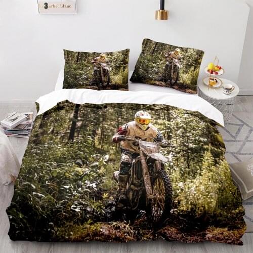 Extreme Sport Off-road Stunt Motorcycle Bedding Set Single Twin Full Queen King Size Bed Set Childrens Bedroom Duvetcover 013