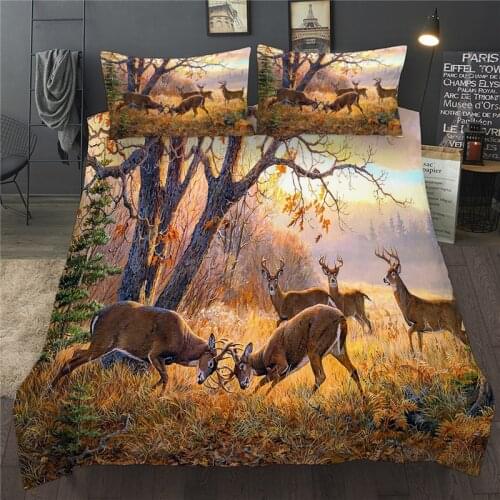 Deer Duvet Cover Set Animal Printed Bedding Set Single Double Twin Full Queen King Bed Clothes Pillowcase For Child Kid Boys