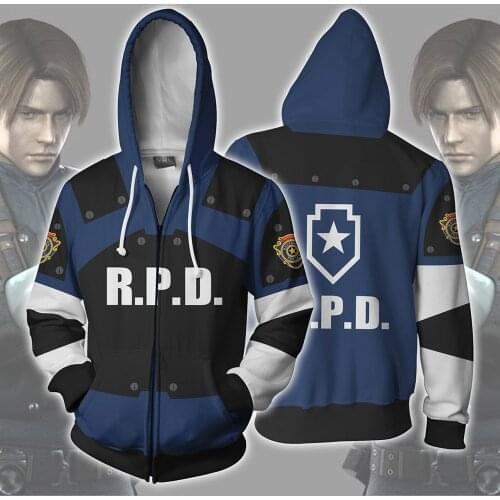Cosplay Costume Residents RE Evils 2 Hoodies Halloween Cosplay Leon Scott Kennedy Jacket Sweater Zipper Clothing