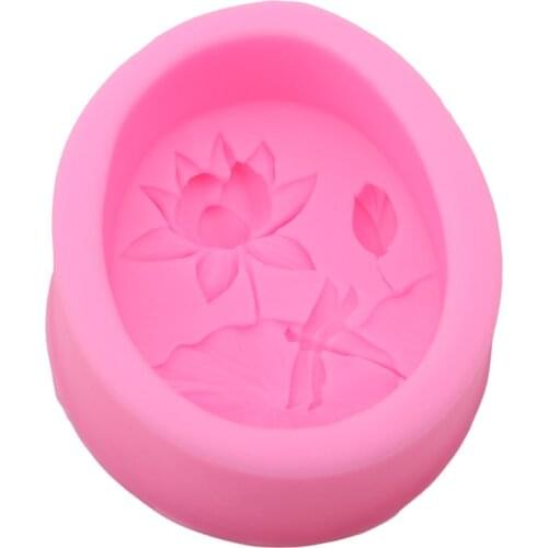 DIY Creative Flower Lotus & Dragonfly Silicone Fondant Soap 3D Cake Mold Candy Chocolate Decoration Baking Tools