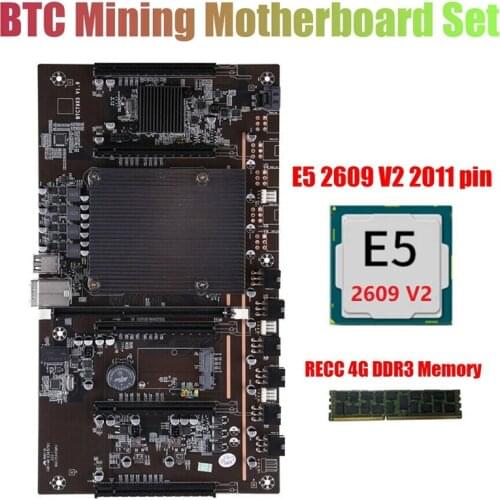 X79 H61 BTC Mining Motherboard with E5 2609 V2 CPU+RECC 4G DDR3 RAM LGA 2011 DDR3 Support 3060 3070 3080 Graphics Card