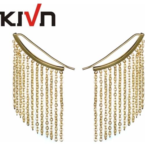 KIVN Fashion Jewelry CZ Cubic Zirconia Chain Ear Cuff Ear Crawler Climber Earrings for Women Mothers Birthday Christmas Gifts