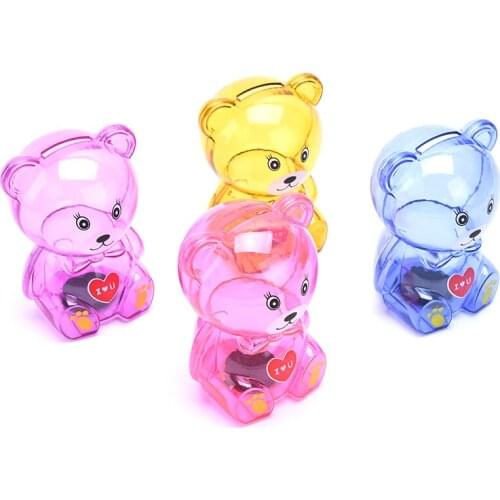 Cartoon Bear Money Boxes Kid Student Piggy Bank Transparent style Saving Money