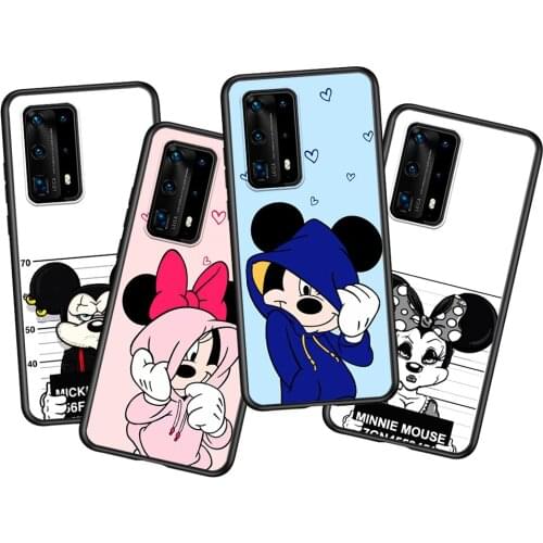 Mickey mouse love Soft TPU Silicone For Huawei P40 P30 P20 Pro P10 P9 P8 Lite RU E Mini Plus 2019 2017 Black Phone Case