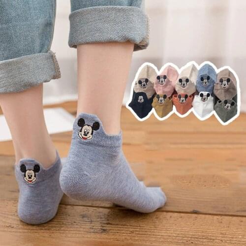 Disney Mickey Minnie Happy Socks Autumn Summer Short Socks Cute Socks For Girls Cotton Cartoon Animal Korea Women Sports Socks